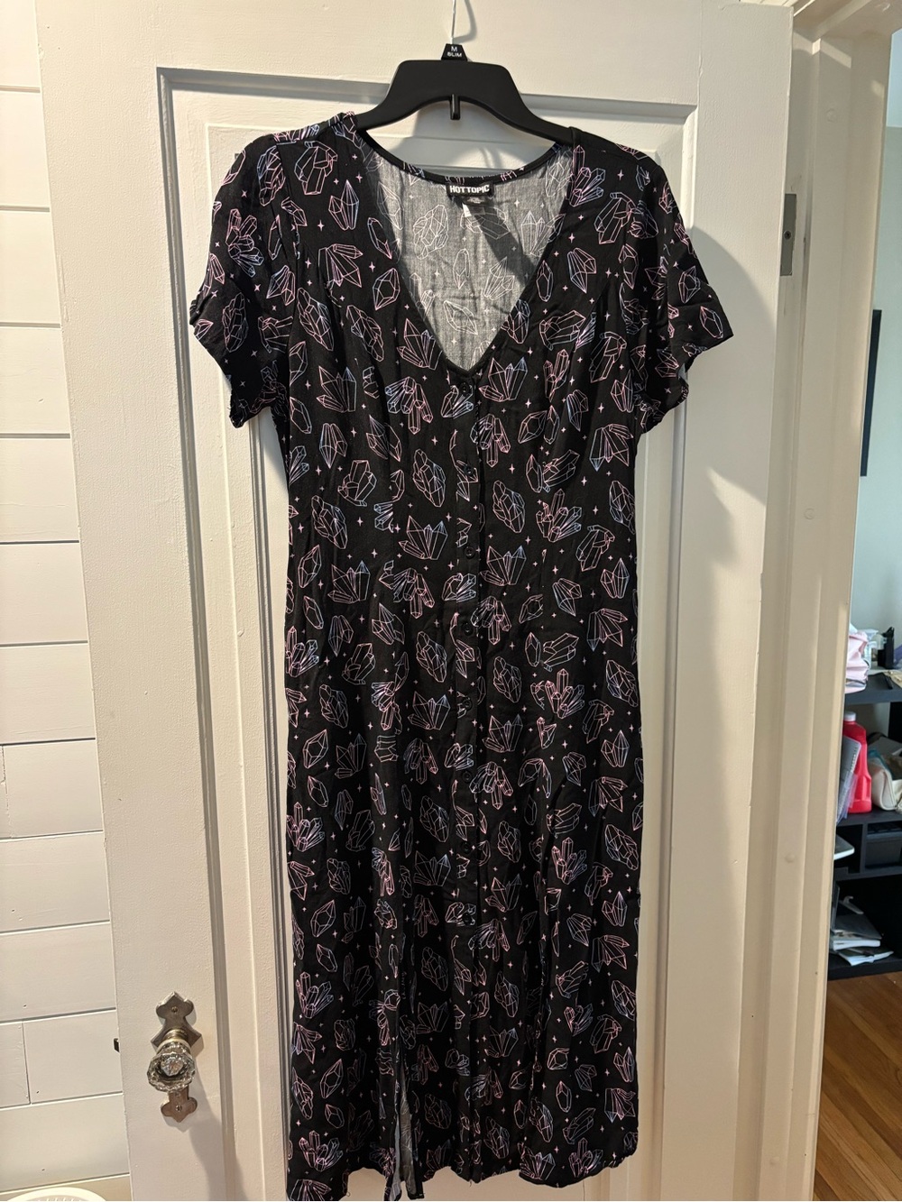 Crystal Witch Black Hot Topic V-Neck Women's Dress with 2 front leg slits
